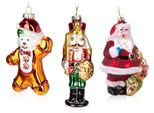 Set Di 3 Baubles Natalizi Brubaker - Baubles Natalizi Classici Dipinti A Mano Schiaccianoci Omino Di Pan Di Zenzero Babbo Natale - Decorazioni Per L'albero Di Natale In Vetro Soffiato A Bocca - Divertenti Decorazioni Per L'albero