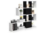 Costway Libreria A 5 Livelli, Scaffale Divisorio In Legno, Scaffale Autoportante Per Scale, Scaffale In Piedi Per Soggiorno E Camera Da Letto, Ufficio, Bianco+Nero