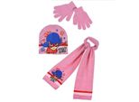 Miraculous Ladybug Set Di Maglieria Invernale 3 Pezzi Cappello + Guanti + Sciarpa Rosa 54