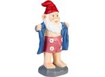 Brubaker Gnomo Da Giardino Con Supporto - Gnomo Pervertito Con Accappatoio E Pantaloni A Fiori - Figura Da Giardino Divertente - Decorazione Resistente Alle Intemperie Per Il Giardino Da Campeggio Decorazione Da Giardino Per Esterni - Alto 24 Cm