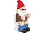 Brubaker Gnomo Da Giardino Sul Water - Gnomo Sul Water Con Occhiali E Giornale - Figura Da Giardino Divertente - Decorazione Resistente Alle Intemperie Per Il Giardino E Il Campeggio - Decorazione Da Giardino Per Esterni - Alto 20 Cm