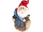 Brubaker Gnomo Da Giardino Su Guscio Di Lumaca - Gnomo Con Allegra Lumaca - Figura Da Giardino Divertente - Decorazione Resistente Alle Intemperie Per Giardino E Campeggio - Decorazione Da Giardino Per Esterni - Alto 24 Cm
