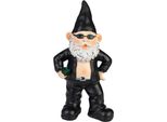 Brubaker Gnomo Da Giardino Biker Nero - Gnomo Rocker Con Occhiali Da Sole - Figura Da Giardino Divertente - Decorazione Resistente Alle Intemperie Per Il Giardino E Il Campeggio - Decorazione Da Giardino Per Esterni - Alto 24 Cm
