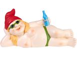 Brubaker Gnomo Da Giardino Donna Sdraiata Nuda - Gnomo Nudista Con Occhiali Da Sole - Figura Rivelatrice Da Giardino Divertente - Decorazione Resistente Alle Intemperie Per Il Campeggio In Giardino - Decorazione Da Giardino Per Esterni - 24 Cm