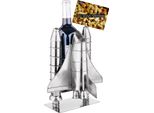 Brubaker Portabottiglie Da Vino Lancio Del Razzo - Scultura In Metallo Dello Space Shuttle Portabottiglie Razzo Space Shuttle - Figura In Metallo Argentato Regalo Per Gli Appassionati Di Viaggi Spaziali E Dello Spazio Con Biglietto Di Auguri
