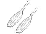Set Di 2 Griglie Per Pesce B-Goods Bremermann, Manico Pieghevole, Acciaio Inox, Circa 56,7 X 12,8 Cm