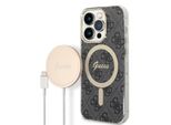 Zestaw Guess Gubpp14Lh4Eacsk Custodia+ Caricatore Iphone 14 Pro 6,1 Czarny/Nero Custodia Rigida 4G Stampa Magsafe