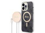 Zestaw Guess Gubpp14Xh4Eacsk Custodia+ Caricatore Iphone 14 Pro Max 6,7 Czarny/Nero Custodia Rigida 4G Stampa Magsafe