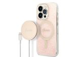 Zestaw Guess Gubpp14Lh4Eacsp Custodia+ Caricatore Iphone 14 Pro 6,1 RóżOwy/Rosa Custodia Rigida 4G Stampa Magsafe
