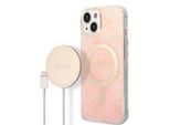 Zestaw Guess Gubpp14Mh4Eacsp Custodia+ Caricabatterie Iphone 14 Plus / 15 Plus 6.7 RóżOwy/Rosa Custodia Rigida 4G Stampa Magsafe