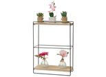 Scaffale Da Parete HWC-K77, Scaffale Sospeso Scaffale Da Cucina, Legno Massiccio Metallo Industriale 2 Ripiani 50X35X17Cm ~ Natura