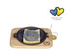 Maysternya Padella Da Portata In Ghisa - ø 18 X 2,5 Cm - Tavola Da Portata In Legno Inclusa - Accessori Per Barbecue - Padelle Per Barbecue - Padelle Per Tapas - Grigliate - Nero