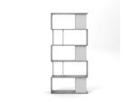 Libreria A Ripiani Magda Con 5 Ripiani, Decoro In Cemento, Bianco.