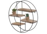 Scaffale Da Parete HWC-K76, Scaffale Pensile Scaffale Galleggiante, 4 Ripiani Metallo Legno Massiccio Industriale 45X45X11Cm ~ Natura
