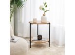 Tavolino Kuopio 50 X Ø40 Cm Tavolino Rotondo Tavolino Da Salotto Con Ripiano Nero/Look Legno