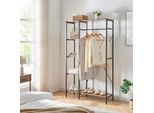 Appendiabiti 'Hvidovre' Con 4 Ripiani Struttura In Metallo 170 X 100 X 35 Cm Colori Nero/Legno