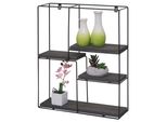 Scaffale A Muro HWC-K76, Scaffale Pensile Scaffale Galleggiante, 4 Ripiani Metallo Legno Massiccio Industriale 51X40X11Cm ~ Grigio Scuro