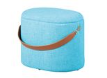 Pouf Dirax, Sgabello Con Contenitore Blu E Marrone.