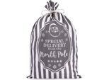 Brubaker Sacco Di Natale Consegna Speciale Dal Polo Nord - Bianco Grigio - 80 Cm Sacco Regalo Babbo Natale In Cotone, 1 Pezzo