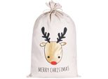 Brubaker Sacco Di Natale Renna Oro - Buon Natale - 80 Cm Sacco Regalo Di Natale - Sacco Di Babbo Natale, 1 Pezzo