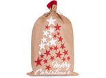 Brubaker Sacco Di Natale Stelle Bianco Rosso - Buon Natale - Sacco Regalo Da 80 Cm, 1 Pezzo