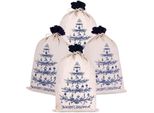 Brubaker Sacco Di Natale Abete Blu - 80 Cm Sacco Regalo Di Natale - Sacco Di Babbo Natale In Cotone, 4 Pezzi