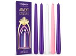 Brubaker Candele Dell'avvento Premium 3X Viola, 1X Rosa E 1X Bianche - Set D'avvento Da 5 Pezzi - Candele Tradizionali Per Corone D'avvento, Composizioni D'avvento E Altre Decorazioni Natalizie - Europe