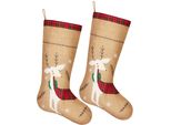 Brubaker 52 Cm Calza Di Natale Da Riempire E Appendere - Renna Festosa - Calza Grande Di Babbo Natale, 2 Pezzi