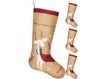 Brubaker 52 Cm Calza Di Natale Da Riempire E Appendere - Renna Festosa - Calza Grande Di Babbo Natale, 4 Pezzi