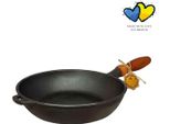 Padella In Ghisa Con Manico In Legno - ø 24 X 6 Cm - Antiaderente - Cottura - Antigraffio - Padelle - Nero