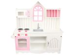 4Iq Grande Cucina Da Gioco In Legno Per Bambini Adrianna Rosa 160X30X108,5 Cm Con Accessori