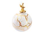 Brubaker Premium Guaina Natalizia Cervo Su Marmo Oro Bianco - Guaina Per Albero In Vetro Da 10 Cm Con Statuetta In Porcellana A Testa Di Cervo