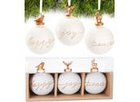 Brubaker Set Di 3 Decorazioni Natalizie In Vetro - Happy Joy Peace - Decorazioni Per L'albero Di Natale Di Qualità Con Statuetta In Porcellana