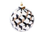 Brubaker Premium Guaina Di Natale 3D Cubo Oro, Bianco E Nero - Guaina In Vetro Da 10 Cm Con Punta In Porcellana
