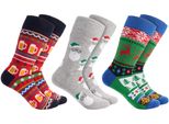 Brubaker 3 Paia Di Calzini Natalizi - Calzini Divertenti Per Uomo E Donna - Colorati, Barbe Di Babbo Natale E Birra Natalizia, Taglia 41-45