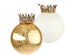 Brubaker Set Di Gingilli Natalizi "King"" - 2 Gingilli In Vetro Di Prima Qualità - Oro E Glitter Con Corone - 12 Cm Decorazione Per Albero Di Natale King"