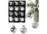 Brubaker 12 Pezzi - Set Di Decorazioni Per Albero Da 3 Cm - Mini Decorazioni Per Albero Di Natale Decorate A Mano, Argento