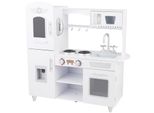 4Iq Grande Cucina Giocattolo In Legno Per Bambini Tinytotskitchen Bianco 85,5X32X88,5 Cm Con Accessori E Frigorifero