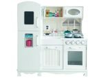 4Iq Grande Cucina Da Gioco Cucina Giocattolo In Legno Per Bambini Littlefoodies Bianco 97X33,5X103 Cm Con Accessori E Frigorifero
