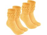 Brubaker Slouch Socks - Calze Da Donna Per Fitness, Yoga E Allenamento - Calze Sportive Da Donna, Giallo, Taglia 39-42, 2 Paia