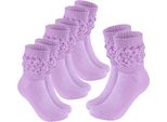 Calze Brubaker Slouch - Calze Da Donna Slouch Per Fitness, Yoga E Allenamento - Calze Sportive Da Donna, Lilla, Taglia 39-42, 4 Paia