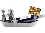 Brubaker Portabottiglie Coppia Di Pescatori Scultura In Metallo Con Carta Regalo