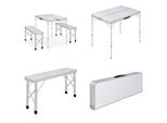 Vidaxl Tavolo Da Campeggio Pieghevole Con 2 Panche Alluminio Bianco - Set Da Tavolo Da Campeggio - Set Da Tavolo Da Campeggio - Set Da Tavolo Da Picnic - Set Da Tavolo Da Picnic