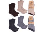 Brubaker 4 Paia Di Calze Di Lana - Calze Invernali Calde Per Uomo E Donna - Calze Invernali, Grigio Marrone Beige E Antracite, Taglia 35-38