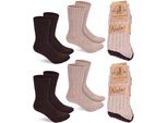 Brubaker 4 Paia Di Calze Di Lana - Calze Invernali Calde Per Uomo E Donna - Calze Invernali, Marrone E Beige, Taglia 35-38