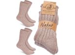 Brubaker 2 Paia Di Calze Di Lana - Calze Invernali Per Uomo E Donna - Calze Invernali Calde - Calze Termiche A Maglia, Beige, Misura 35-38