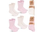Brubaker 4 Paia Di Calze Di Lana - Calze Invernali Calde Per Uomo E Donna - Calze Invernali, Rosa E Beige, Taglia 35-38