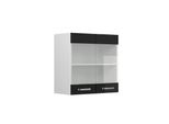 Vicco Pensile Universale R-Line, 60 Cm Con Ante In Vetro, Nero Lucido/Bianco