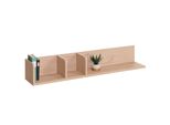Scaffale A Parete HWC-M48, Scaffale Pensile Scaffale In Legno Scaffale Galleggiante, 3 Scomparti 20X120X21Cm ~ Beige