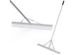 Rastrello Costway, Rastrello Da Giardino Con Testa Larga 91 Cm, Manico Lungo 174 Cm, 36 Denti, Alluminio